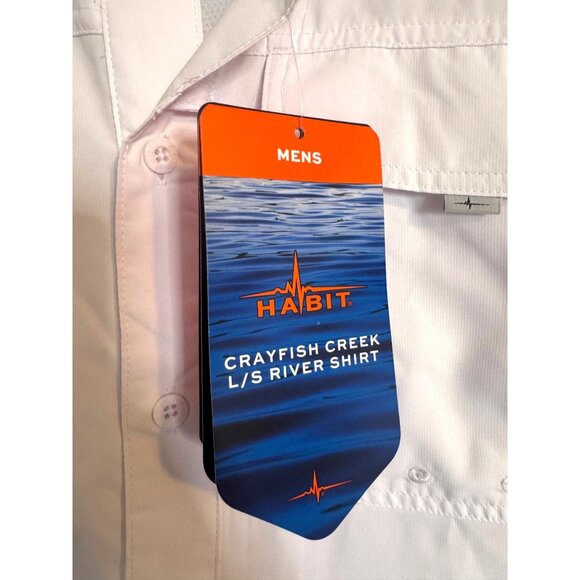 Habit Crayfish Creek Size Small UPF 40 Bright White Men's Button Up Shirt NWT Ri - Picture 9 of 14